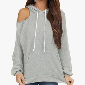 NWOT-Cold Shoulder Hoodie with Pocket